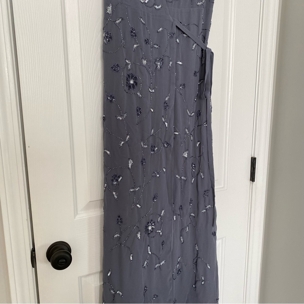 BHLDN Plymouth Grey Beaded Maxi Wrap Dress - Picture 10 of 10